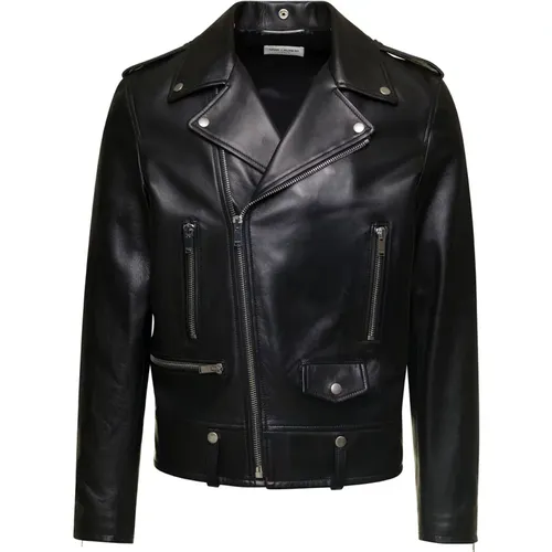 Classic Motorcycle Jacket Coat , male, Sizes: M, L, XL - Saint Laurent - Modalova