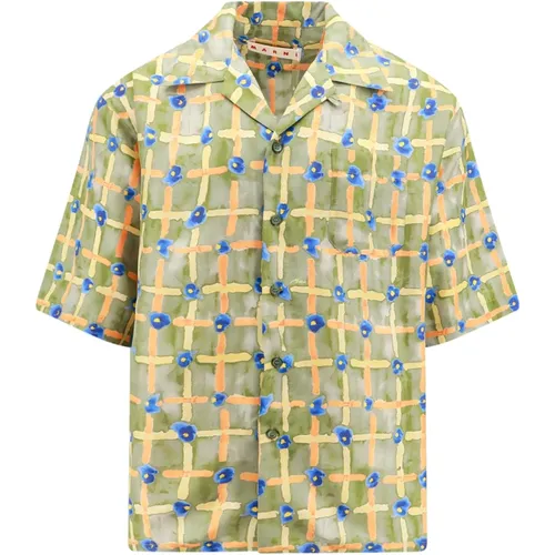 Saraband Print Silk Shirt , male, Sizes: L - Marni - Modalova