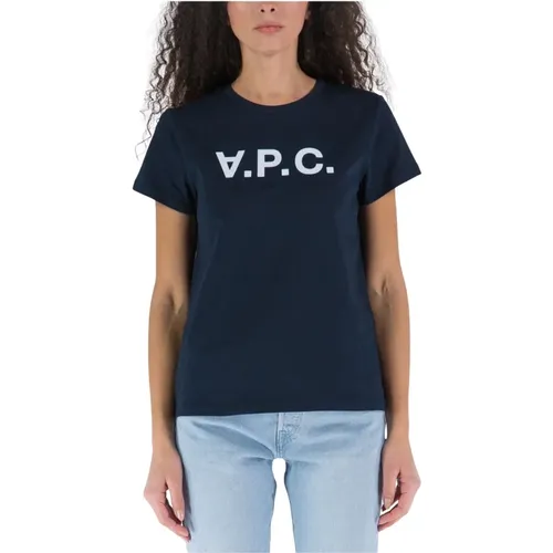 Weiße Baumwoll-T-Shirt mit APC Logo , Damen, Größe: M - A.p.c. - Modalova