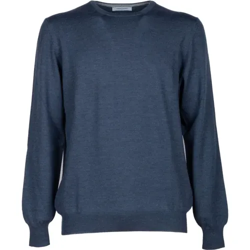 Merino Denim Sweater by Paricollo , male, Sizes: 5XL - Gran Sasso - Modalova