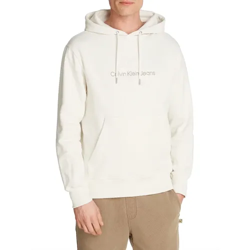 Chenille Hoodie Pullover Elfenbein , Herren, Größe: L - Calvin Klein - Modalova