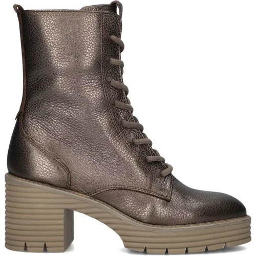 Bronzene Damen Schnürstiefel , Damen, Größe: 37 EU - Softwaves - Modalova