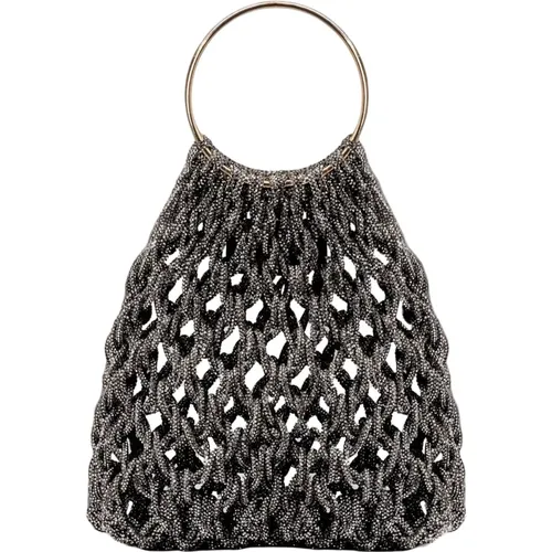 Elastic Handbag with Crystals , female, Sizes: ONE SIZE - Hibourama - Modalova