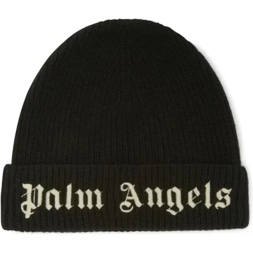 Schwarze Kinder-Beanie mit Logo - Palm Angels - Modalova