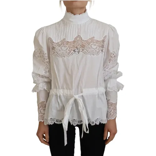 Elegante Weiße Spitzenbluse - Dolce & Gabbana - Modalova