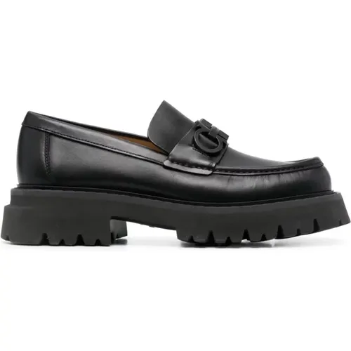 Florian Square-Toe Leather Loafers , male, Sizes: 5 1/2 UK - Salvatore Ferragamo - Modalova