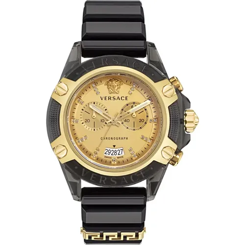 Icon Active Chronograph Diamond Watch , unisex, Sizes: ONE SIZE - Versace - Modalova