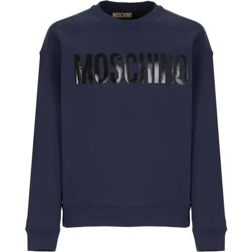 Cotton Sweatshirt Crew Neck Logo , male, Sizes: 2XL, L, XL - Moschino - Modalova