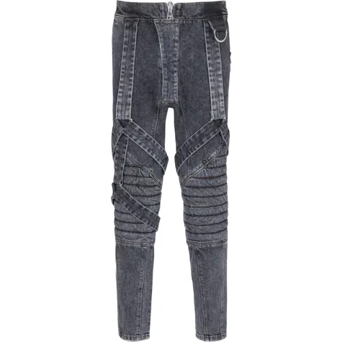 Schmale Baumwoll-Jeans mit Trägern - Balmain - Modalova