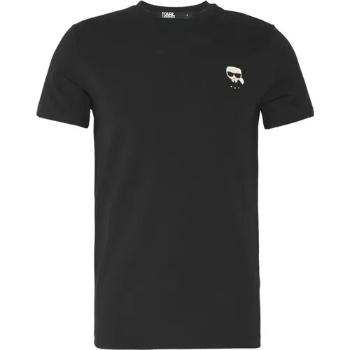 Marineblaues Baumwoll T-Shirt , Herren, Größe: XL - Karl Lagerfeld - Modalova