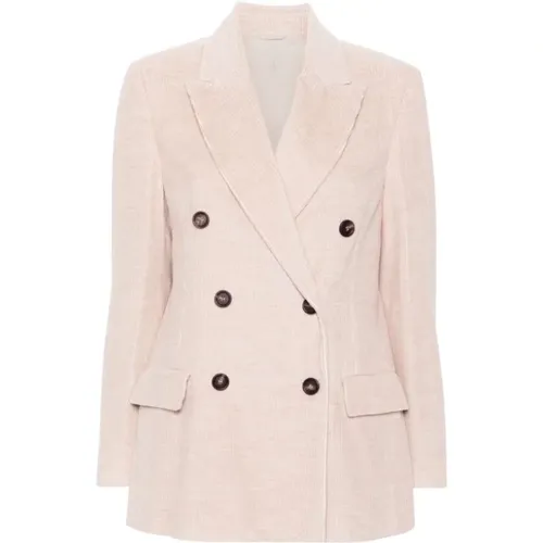 Corduroy Blazer with Peak Lapels , female, Sizes: S, XS, M - BRUNELLO CUCINELLI - Modalova