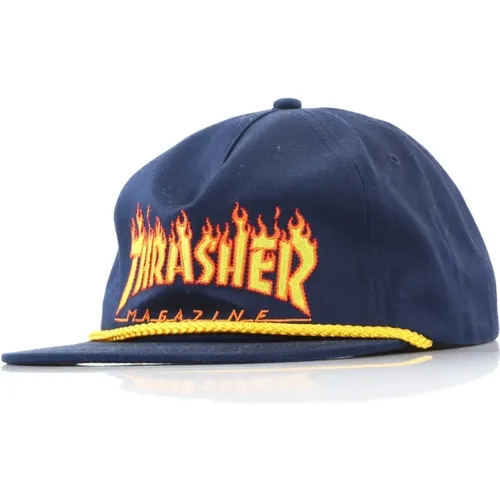 Flame Rope Flat Brim Cap Navy , unisex, Sizes: ONE SIZE - Thrasher - Modalova