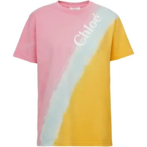 Tie-Dye Logo Print T-Shirt , Damen, Größe: M - Chloé - Modalova
