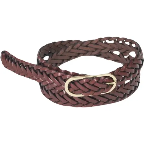 Braided Leather Belt with Oval Brass Buckle , female, Sizes: M - Barena Venezia - Modalova