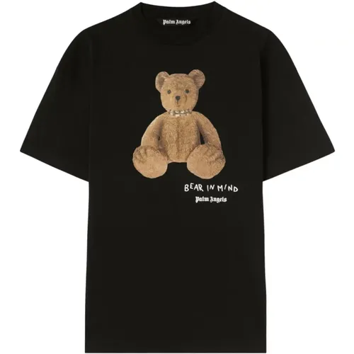 Bear Motif Slogan Print T-shirts , male, Sizes: XL, M, L - Palm Angels - Modalova