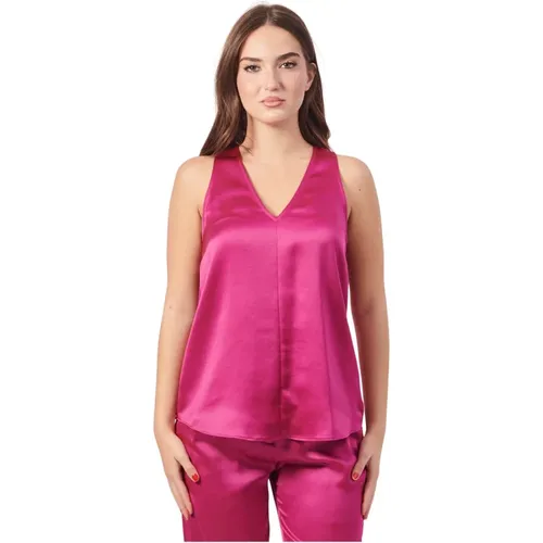 Fuchsia V-Ausschnitt Satin Top - Armani Exchange - Modalova