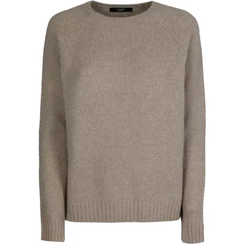 Camel Sweaters with Round Neck and Ribbed Hem , female, Sizes: L, M - Max Mara - Modalova