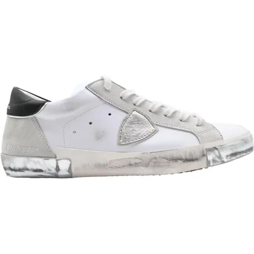 Low Man Sneakers Iris White Silver , male, Sizes: 9 UK, 7 UK, 10 UK, 11 UK, 6 UK - Philippe Model - Modalova