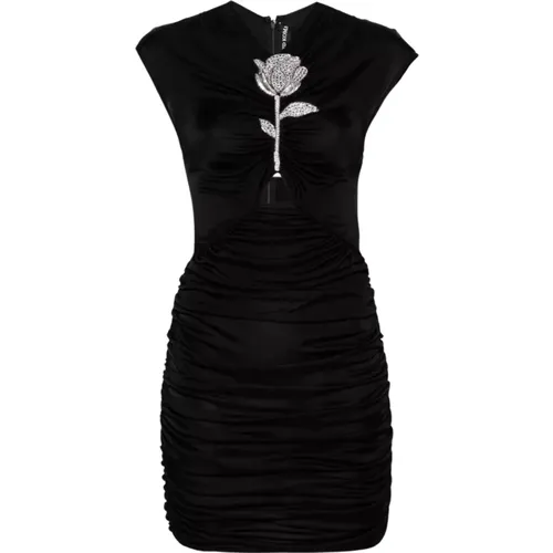 Schwarzes Minikleid mit Rose - DAVID KOMA - Modalova