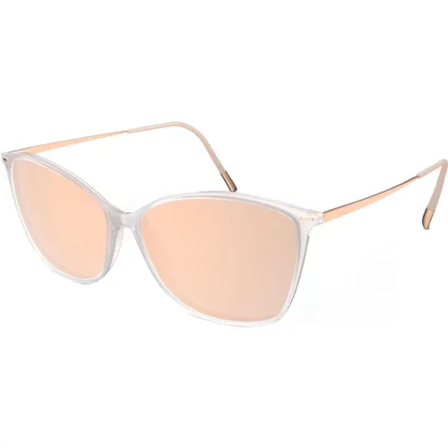 Transparente Weiße/Braune Rosa Gold Sonnenbrille , Damen, Größe: ONE Size - Silhouette - Modalova