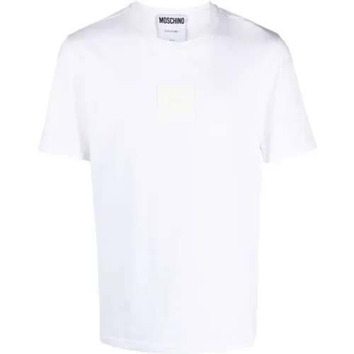Weiße T-Shirts und Polos mit Logo Patch , Herren, Größe: 2XL - Moschino - Modalova