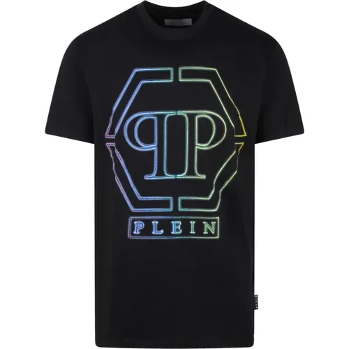 Crystal-Embellished Hexagon T-Shirt , male, Sizes: M, XL - Philipp Plein - Modalova