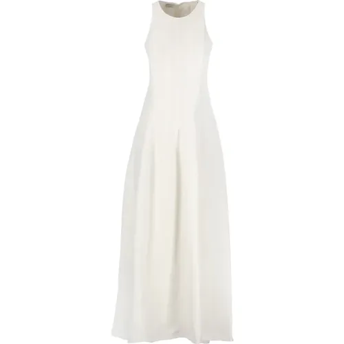 Ivory Linen Blend Dress for Women , female, Sizes: M - BRUNELLO CUCINELLI - Modalova