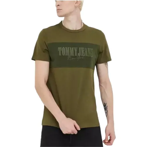 Casual Modernes T-Shirt mit Farbblockdesign , Herren, Größe: M - Tommy Hilfiger - Modalova