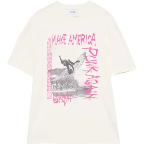 Punk Surf Baumwoll T-shirt , Herren, Größe: L - Amish - Modalova