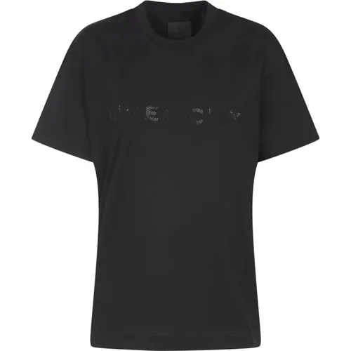 Schwarzes T-Shirt mit Strass , Damen, Größe: XS - Givenchy - Modalova