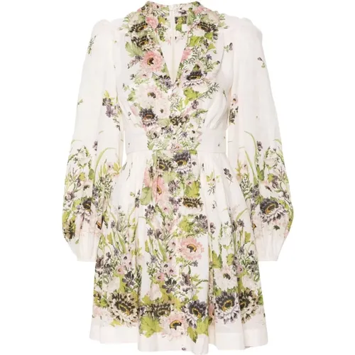 Floral Print White Dress , female, Sizes: S, XS, M - Zimmermann - Modalova