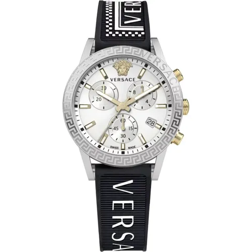 Sport Tech Chronograph Watch Black White , female, Sizes: ONE SIZE - Versace - Modalova