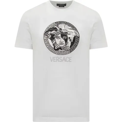Weißes T-Shirt mit Medusa-Logo - Versace - Modalova