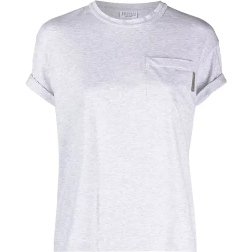 Cotton Crew Neck T-shirt , female, Sizes: L - BRUNELLO CUCINELLI - Modalova