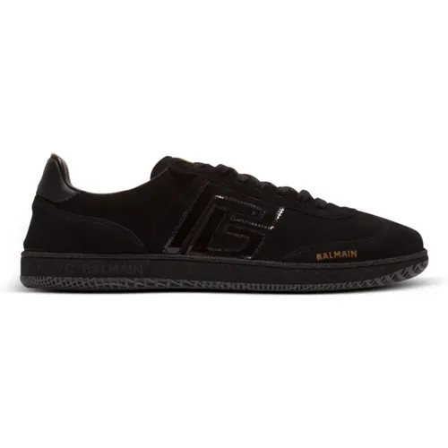 Swan suede and patent leather trainers , male, Sizes: 10 UK, 9 UK, 6 UK, 8 UK - Balmain - Modalova