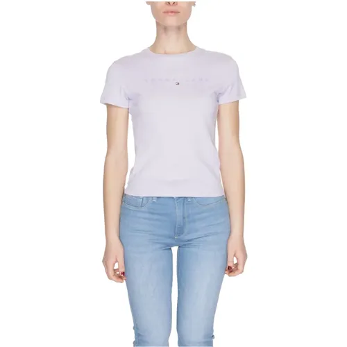 Tonal Linea Baumwoll T-Shirt Kollektion , Damen, Größe: L - Tommy Jeans - Modalova