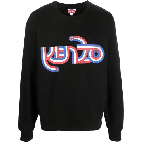 Schwarze Sweaters mit Logo,Schwarzer Rundhalspullover - Kenzo - Modalova