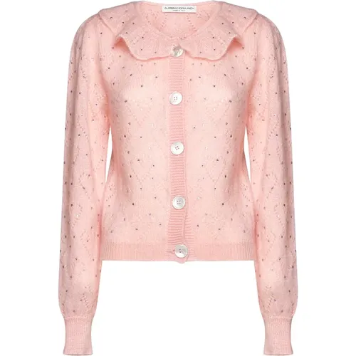 Herzmotiv Pullover mit Strass , Damen, Größe: S - Alessandra Rich - Modalova