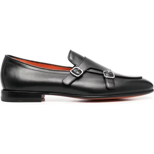 Leather Monk Shoes , male, Sizes: 10 UK, 11 UK, 6 UK, 7 UK, 8 UK - Santoni - Modalova