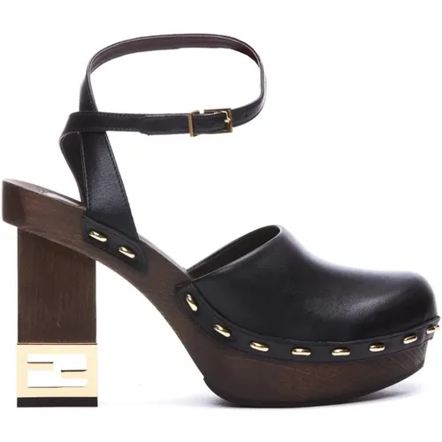 Decorative Heel Leather Pumps , female, Sizes: 4 UK, 3 UK, 6 UK - Fendi - Modalova