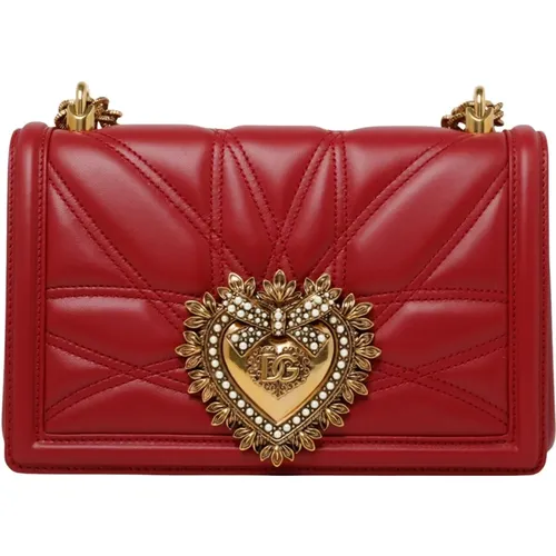 Calf Leather Medium Devotion Shoulder Bag , female, Sizes: ONE SIZE - Dolce & Gabbana - Modalova