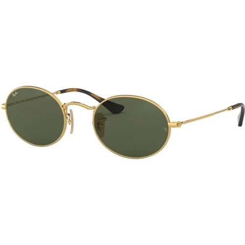 Gold Oval Metal Sunglasses Green Lens - Ray-Ban - Modalova