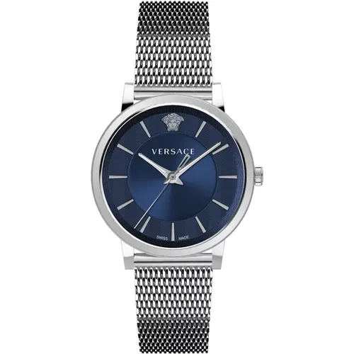 Blue Steel Quartz Watch, 5Atm , male, Sizes: ONE SIZE - Versace - Modalova