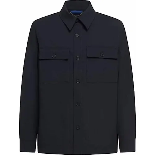 Marine Overshirt aus Stretchwolle , Herren, Größe: S - DEPARTMENT FIVE - Modalova