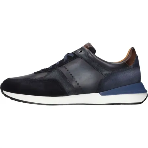 Blaue Wildleder Herren Sneakers Stilvolles Modell , Herren, Größe: 42 1/2 EU - Magnanni - Modalova