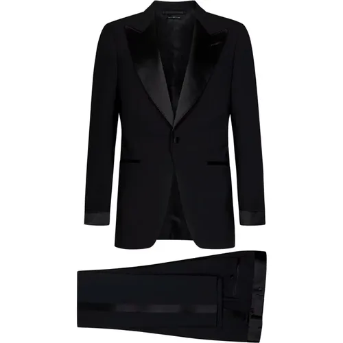 Schwarzer Tuxedo Anzug mit Satindetails - Tom Ford - Modalova