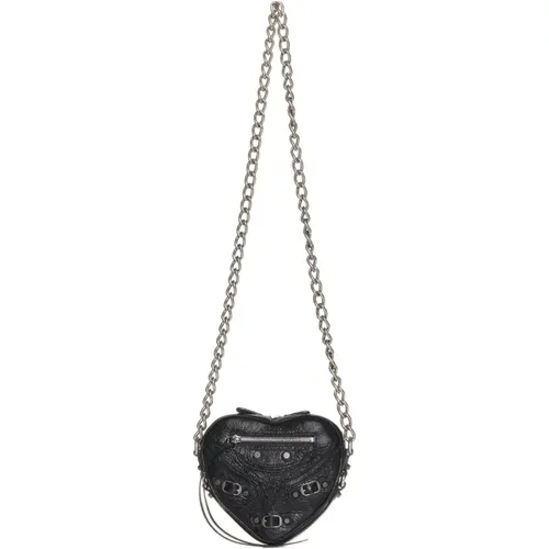 Herz Mini Tasche in Schwarz,Le Cagole Heart Leder Crossbody Tasche - Balenciaga - Modalova