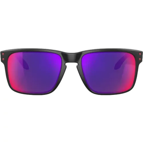 Sportliche Sonnenbrille Schwarz Rot Iridium - Oakley - Modalova