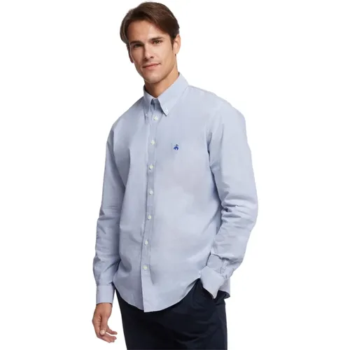 Milano Slim-fit-Nicht-Eis-Sporthemd, Oxford Stretch, Button-Down-Kragen , Herren, Größe: M - Brooks Brothers - Modalova