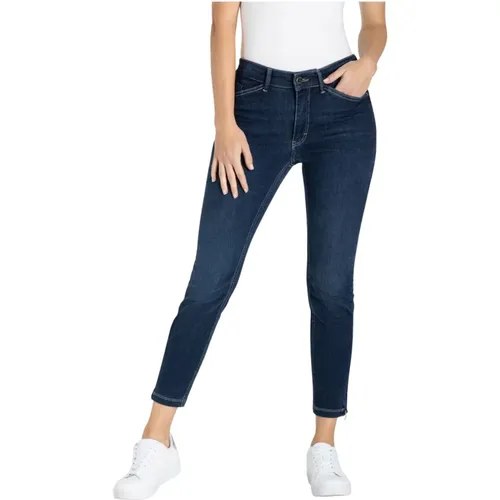 Dunkle Denim Skinny Jeans mit Reißverschlussdetail , Damen, Größe: M - MAC - Modalova